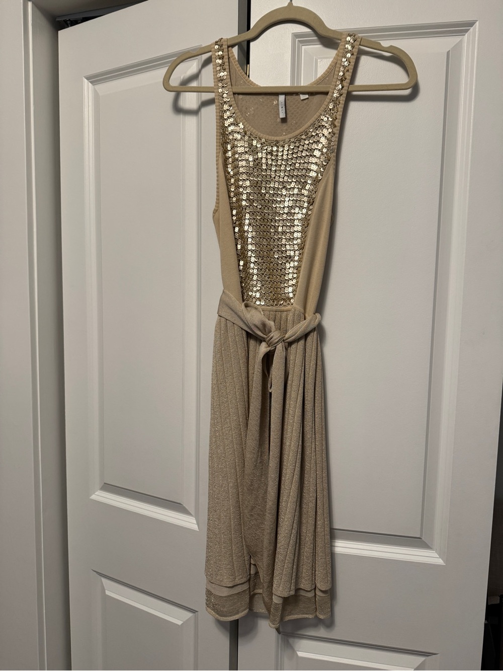Beaded High-Low Women’s Dress in Gold